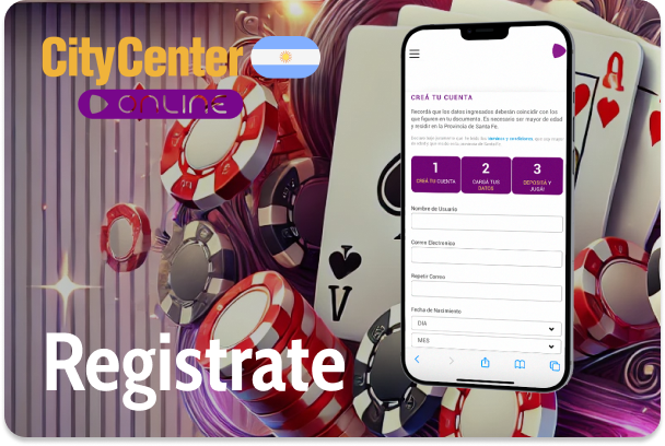 Registra una nueva cuenta en City Center Online Casino para desbloquear el acceso a los mejores juegos, apuestas deportivas y bonos de Argentina